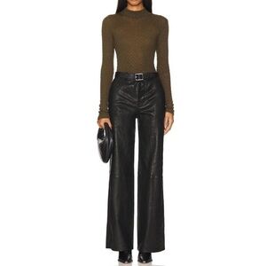 Frame Leather‎ Pants Wide Leg Relaxed Trousers Sz 6 90s Y2K Grunge Punk Goth